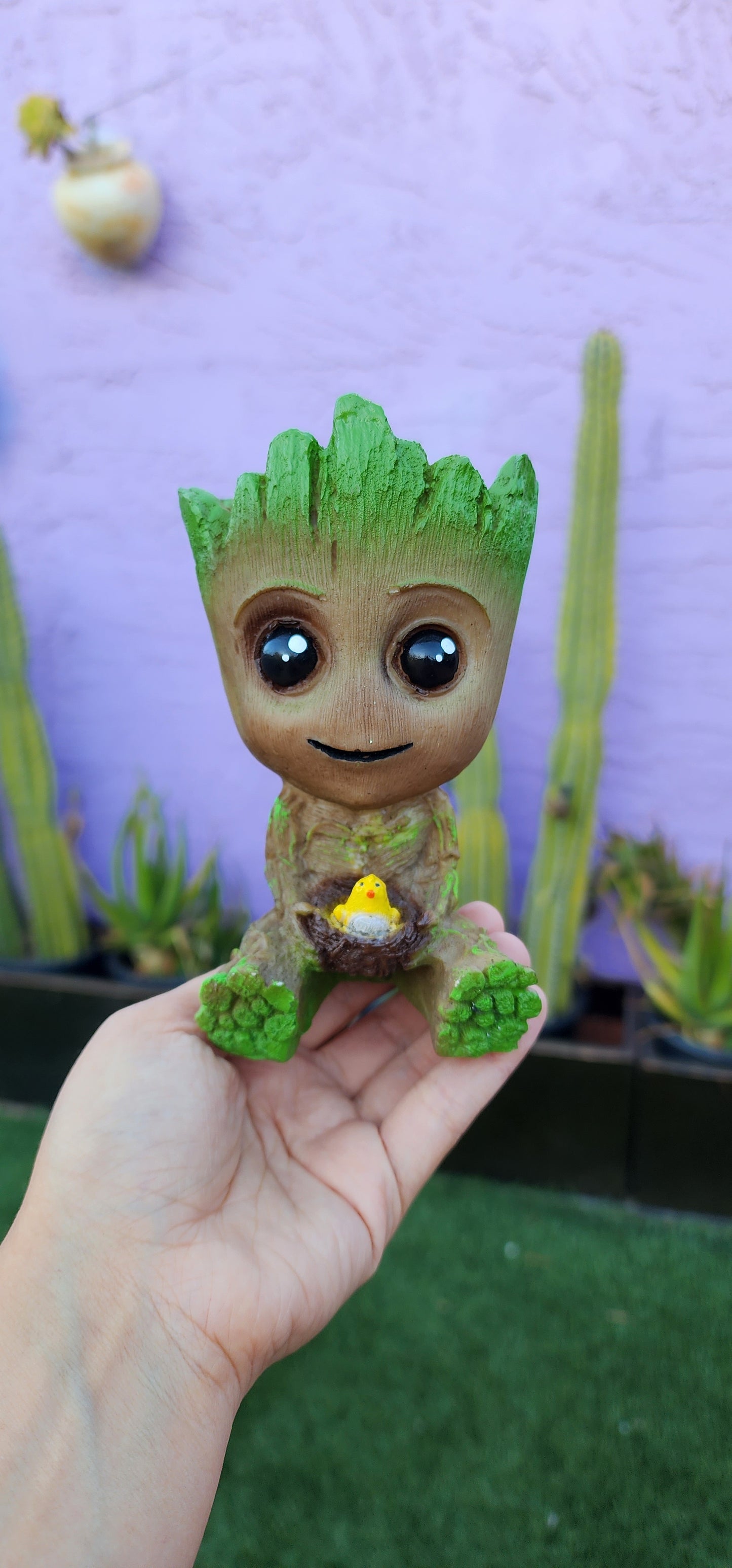 Baby Groot and chick-DIY Planter