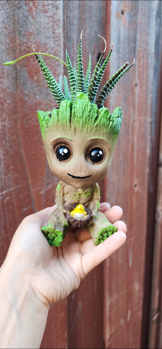 Baby Groot and chick-DIY Planter
