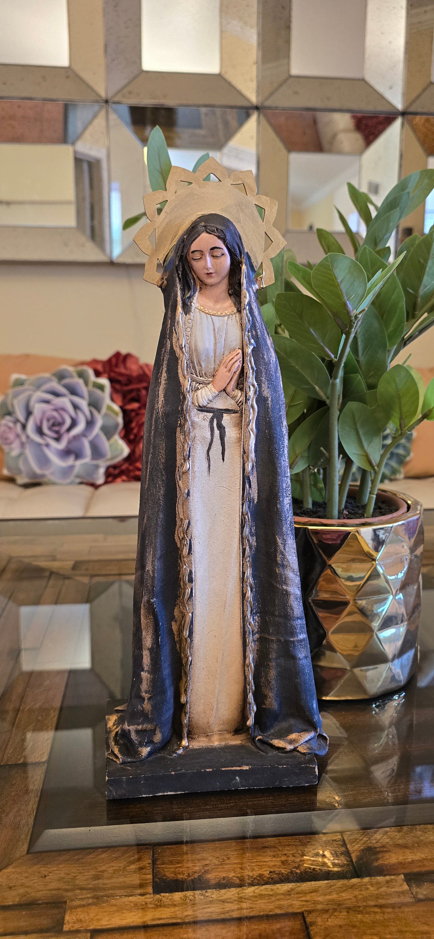 Painted Canvas Dress Virgin 17 inches tall