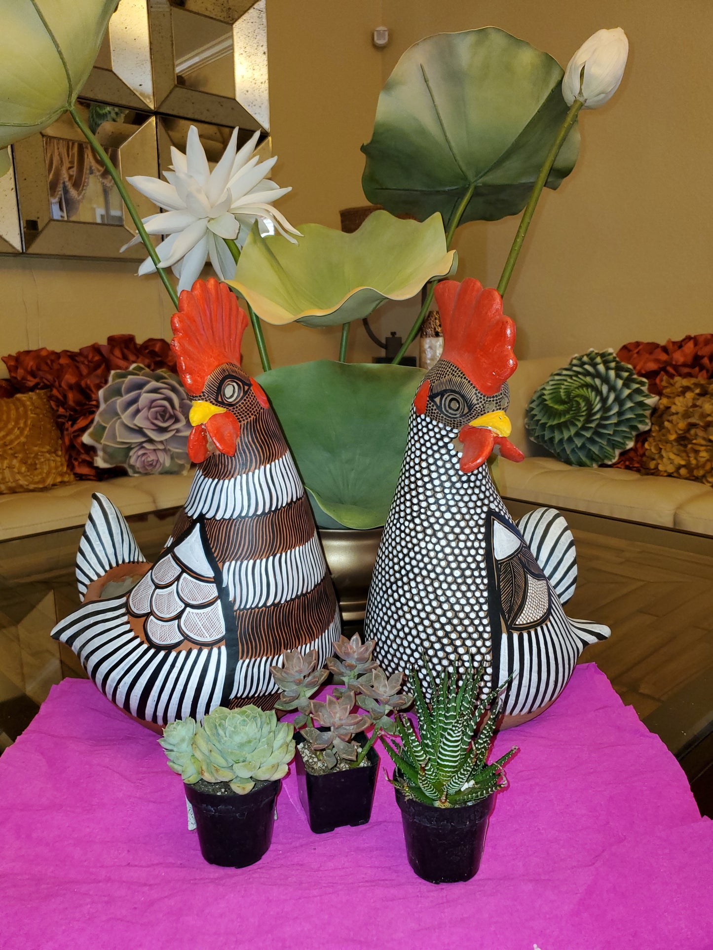 Shippable Rooster/Chicken Planter  11  inch ,8  inches and 4 inches