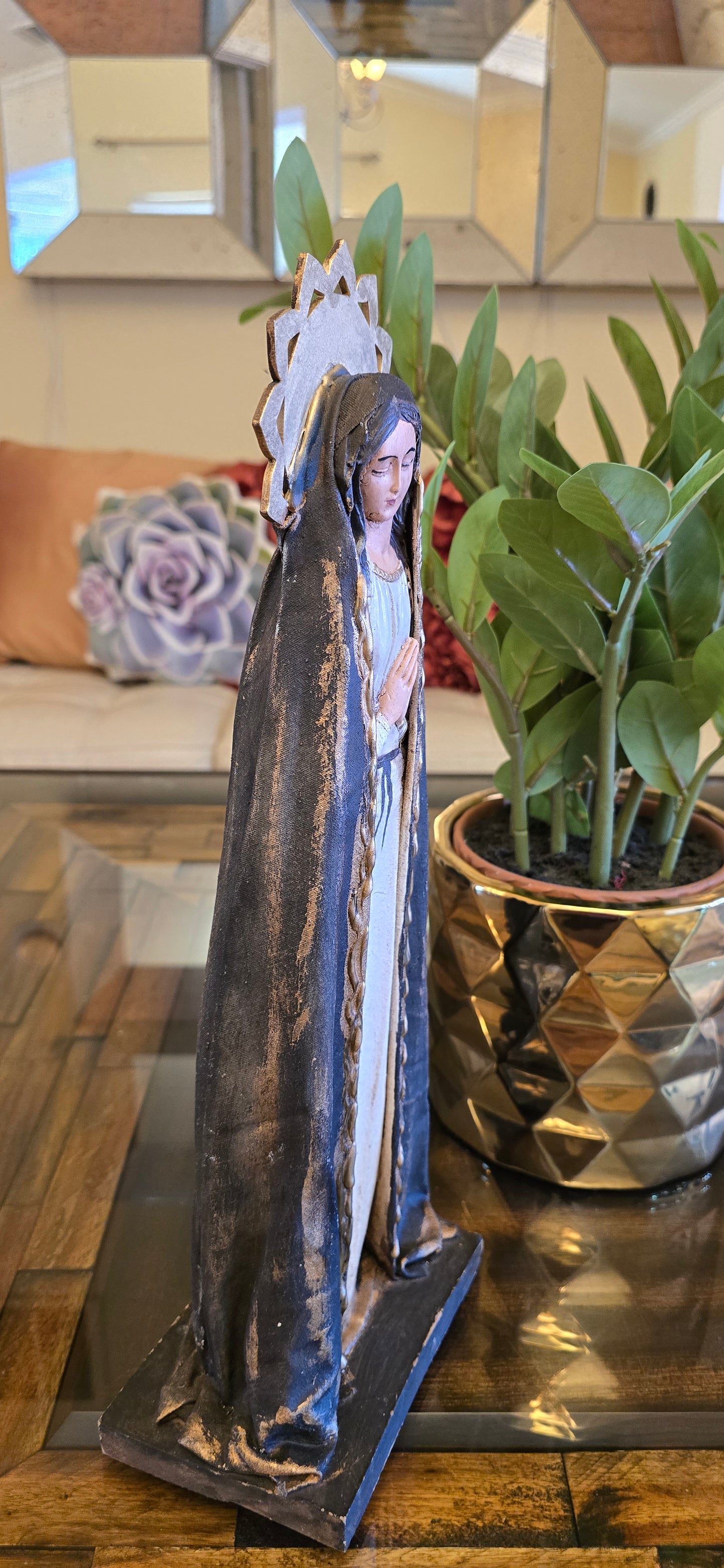 Painted Canvas Dress Virgin 17 inches tall